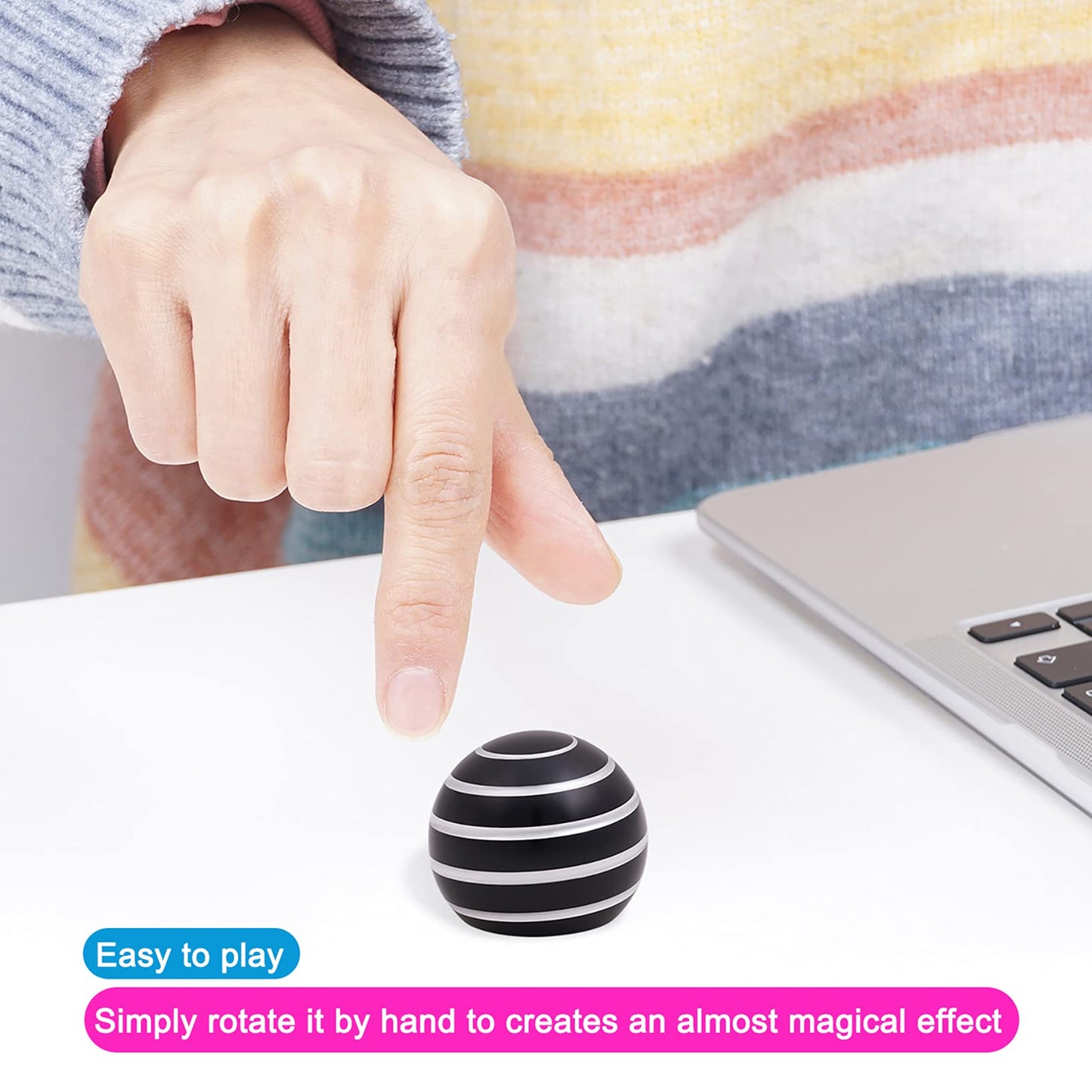 Comerda Desk Fidget Toy – Long Spin Metal Desk Toy for Focus, Stress Relief, and Modern Office Decor
