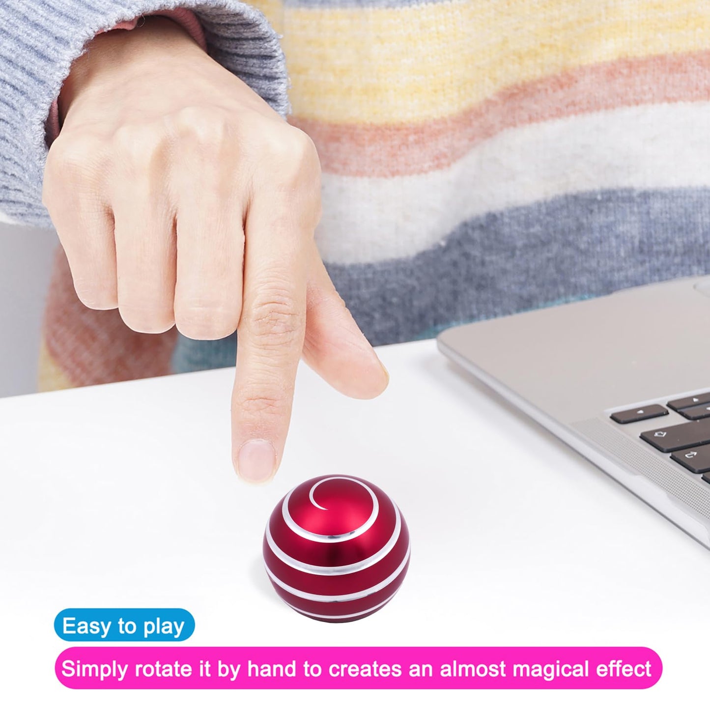 Comerda Desk Fidget Toy – CNC Metal Spin, Optical Illusion Desk Decor & Gift