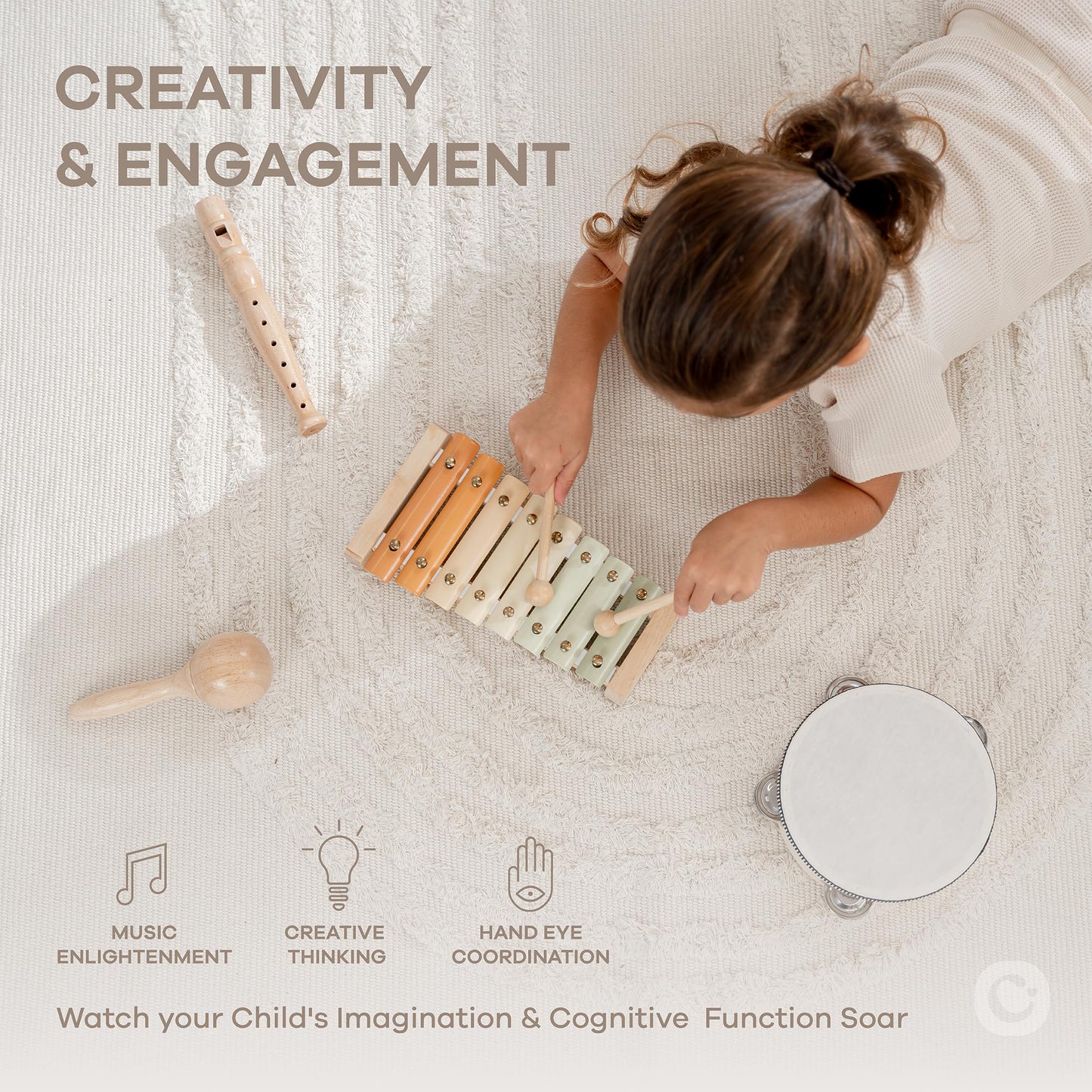 Comfy Cubs 4-Piece Kids Musical Instruments Set | Safe Non-Toxic Montessori Toys