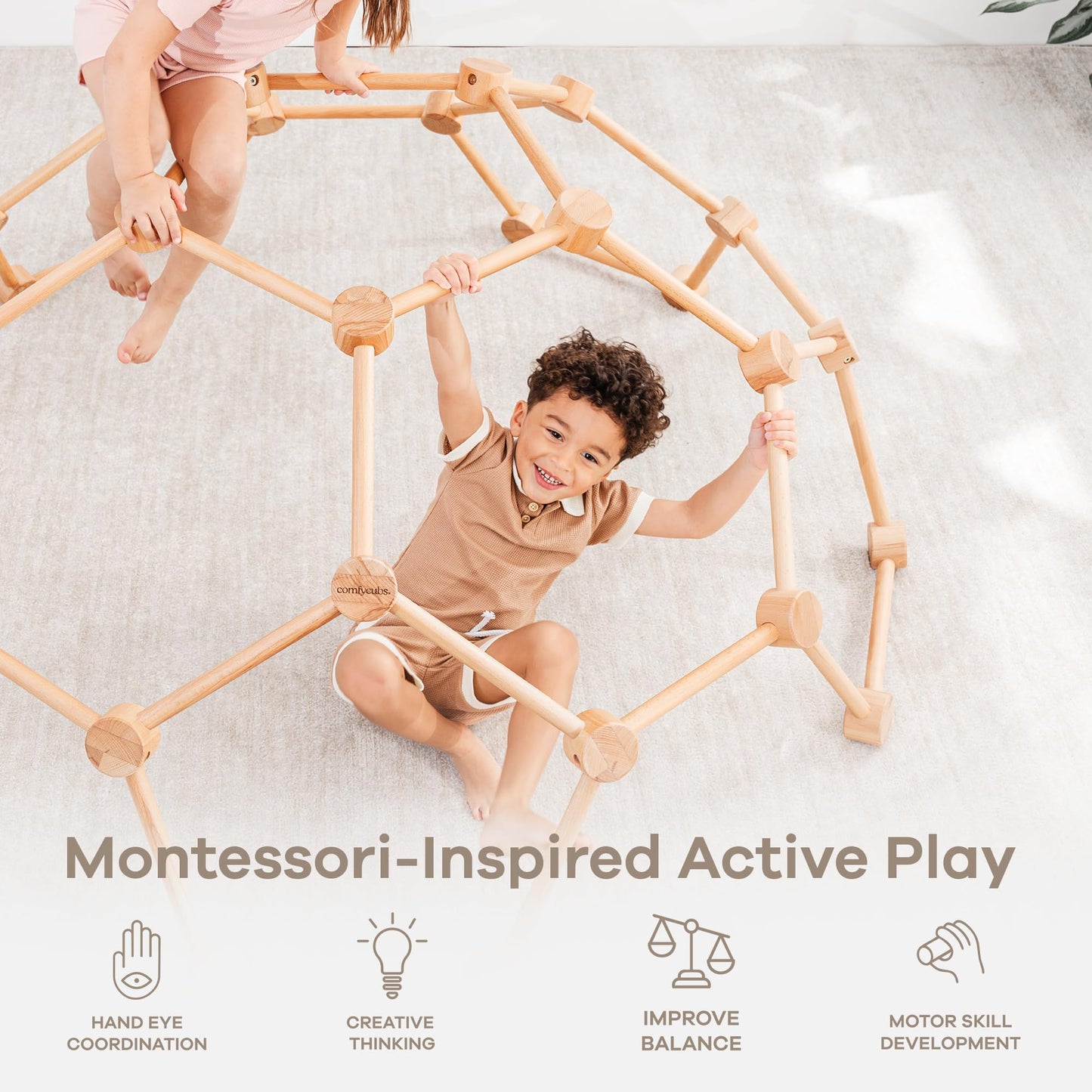 Comfy Cubs Wooden Toddler Play Gym & Montessori Climber for Ages 3-6