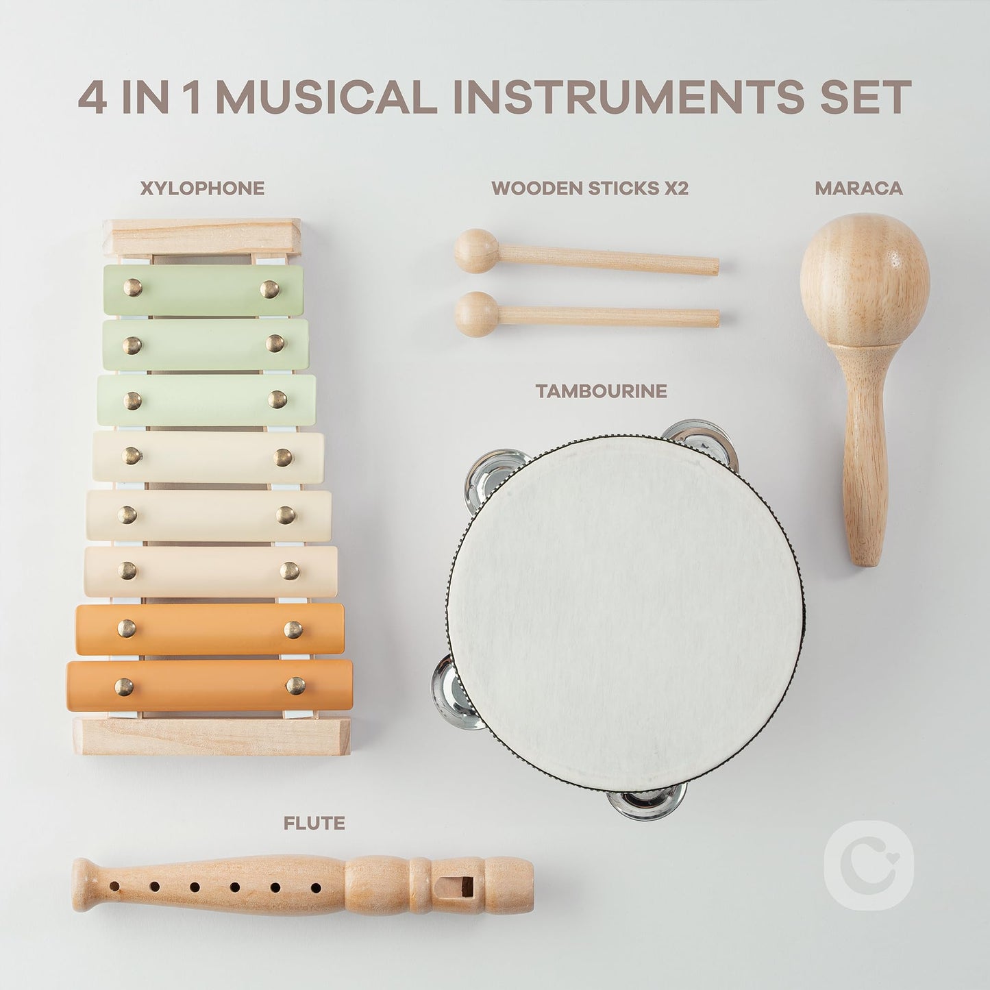 Comfy Cubs 4-Piece Kids Musical Instruments Set | Safe Non-Toxic Montessori Toys