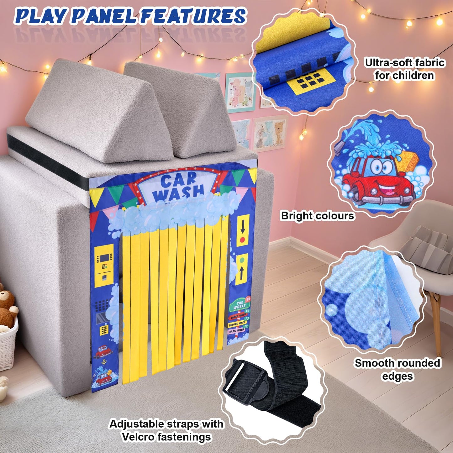 ComfyKit 4-Pcs Play Panel Set for Kids Couch — Durable Polyester Panels for Imaginative Play