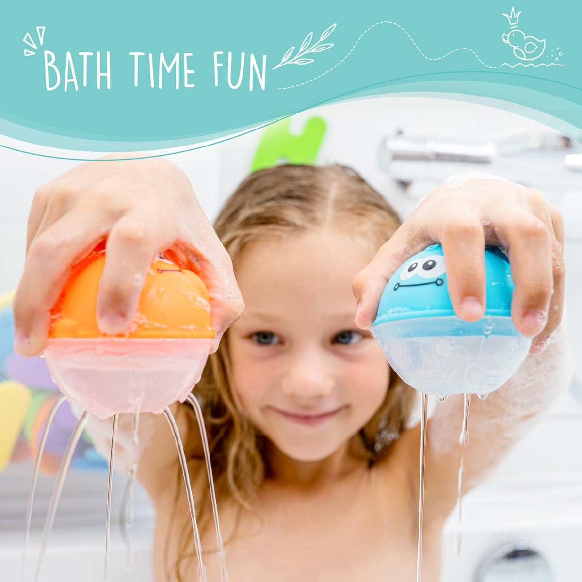Comfylife Baby Bath Toy Organizer – Tub Storage with Squirty Toys and Letters & Numbers