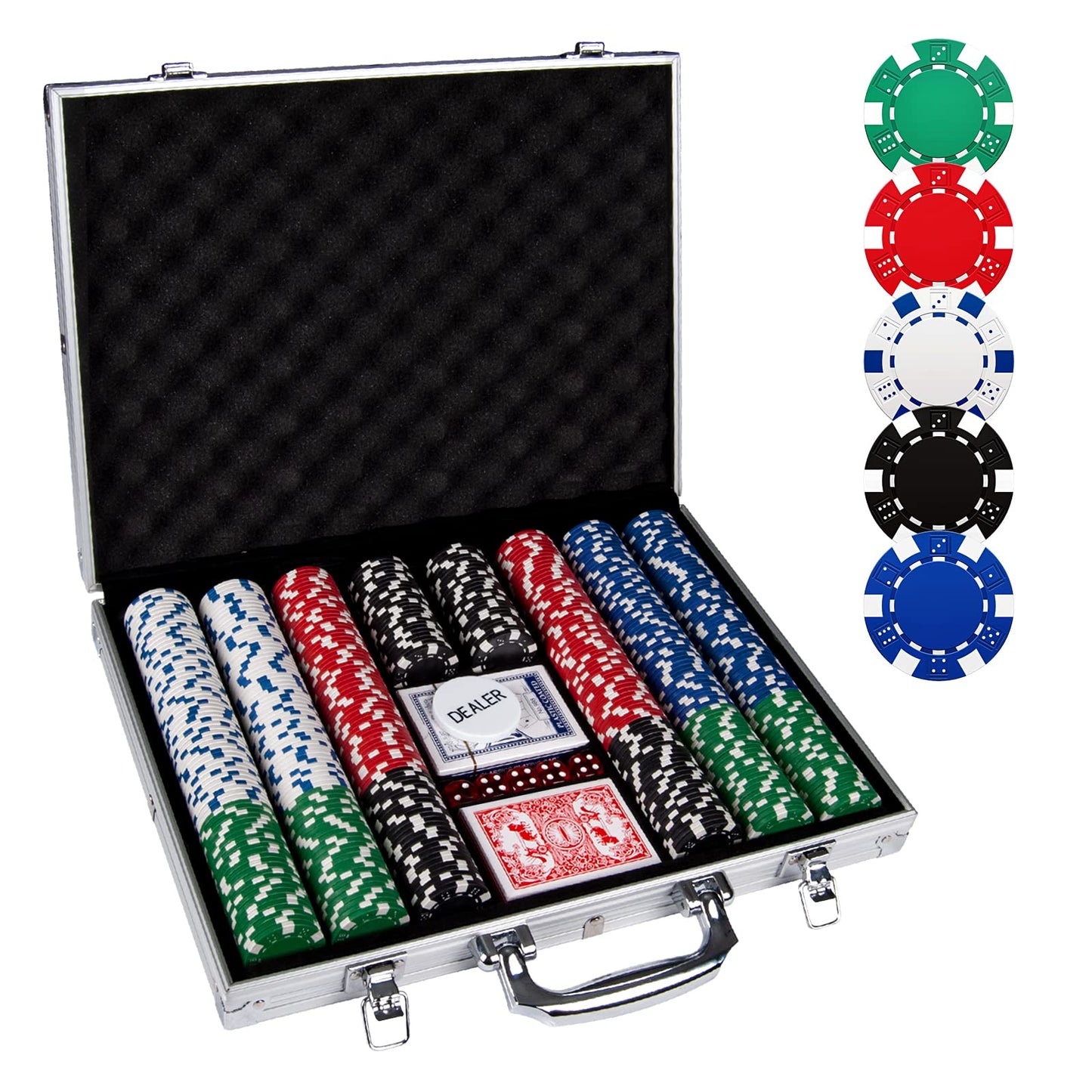 Comie Poker Chips 500PCS Set with Aluminum Travel Case • 11.5g Casino-Quality Chips
