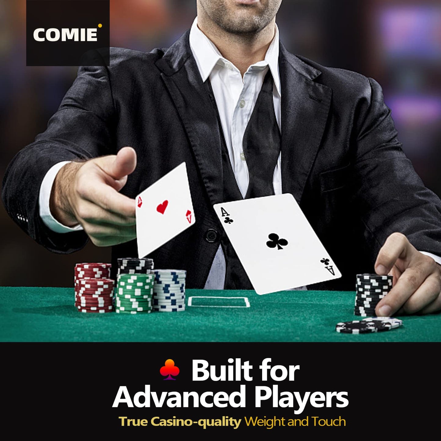 Comie Poker Chips 500PCS Set with Aluminum Travel Case • 11.5g Casino-Quality Chips