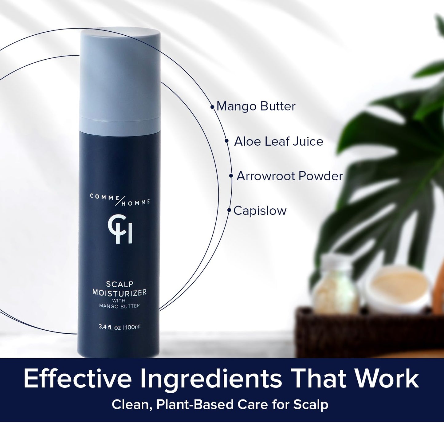Comme Homme Soothing Scalp Moisturizer for Bald Men | Hydrates, Softens & Slows Regrowth with Aloe, Mango Butter & Capislow | Anti-Itch, Non-Greasy Daily Scalp Care | 3.4 fl oz / 100 ml