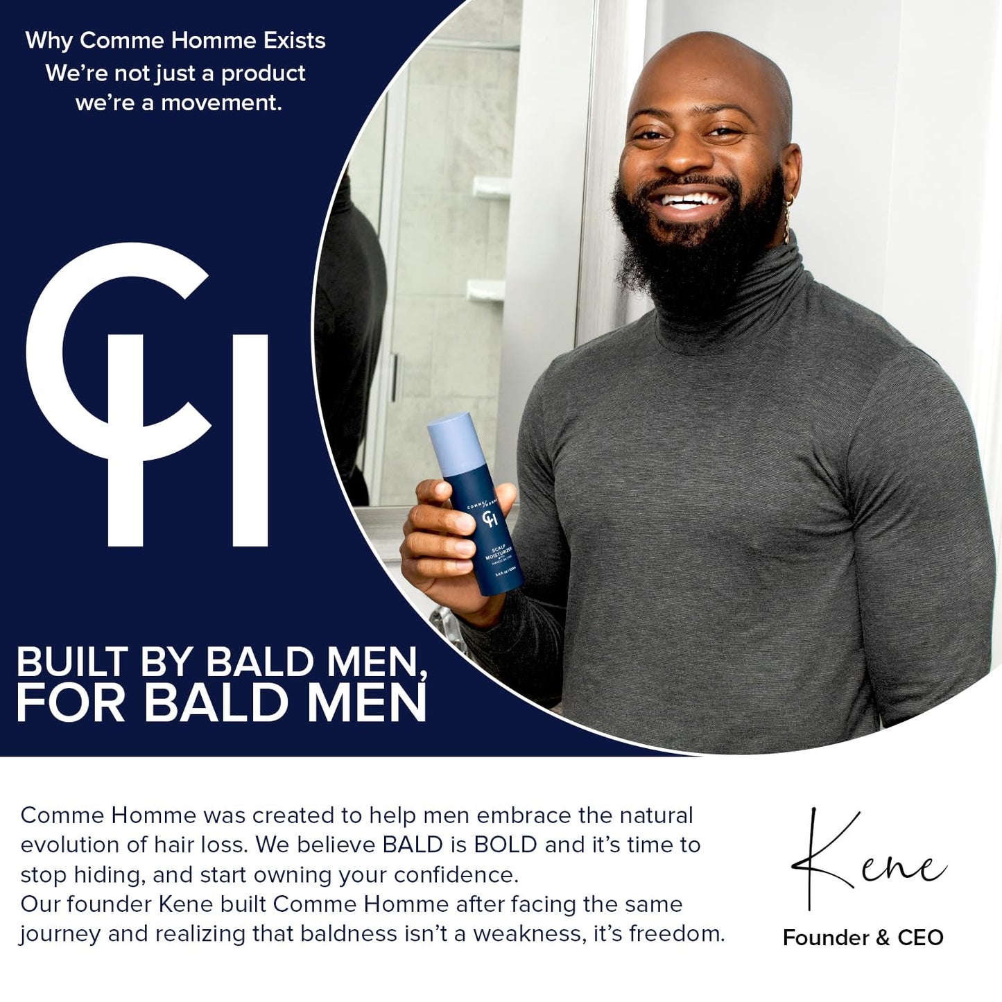 Comme Homme Soothing Scalp Moisturizer for Bald Men | Hydrates, Softens & Slows Regrowth with Aloe, Mango Butter & Capislow | Anti-Itch, Non-Greasy Daily Scalp Care | 3.4 fl oz / 100 ml