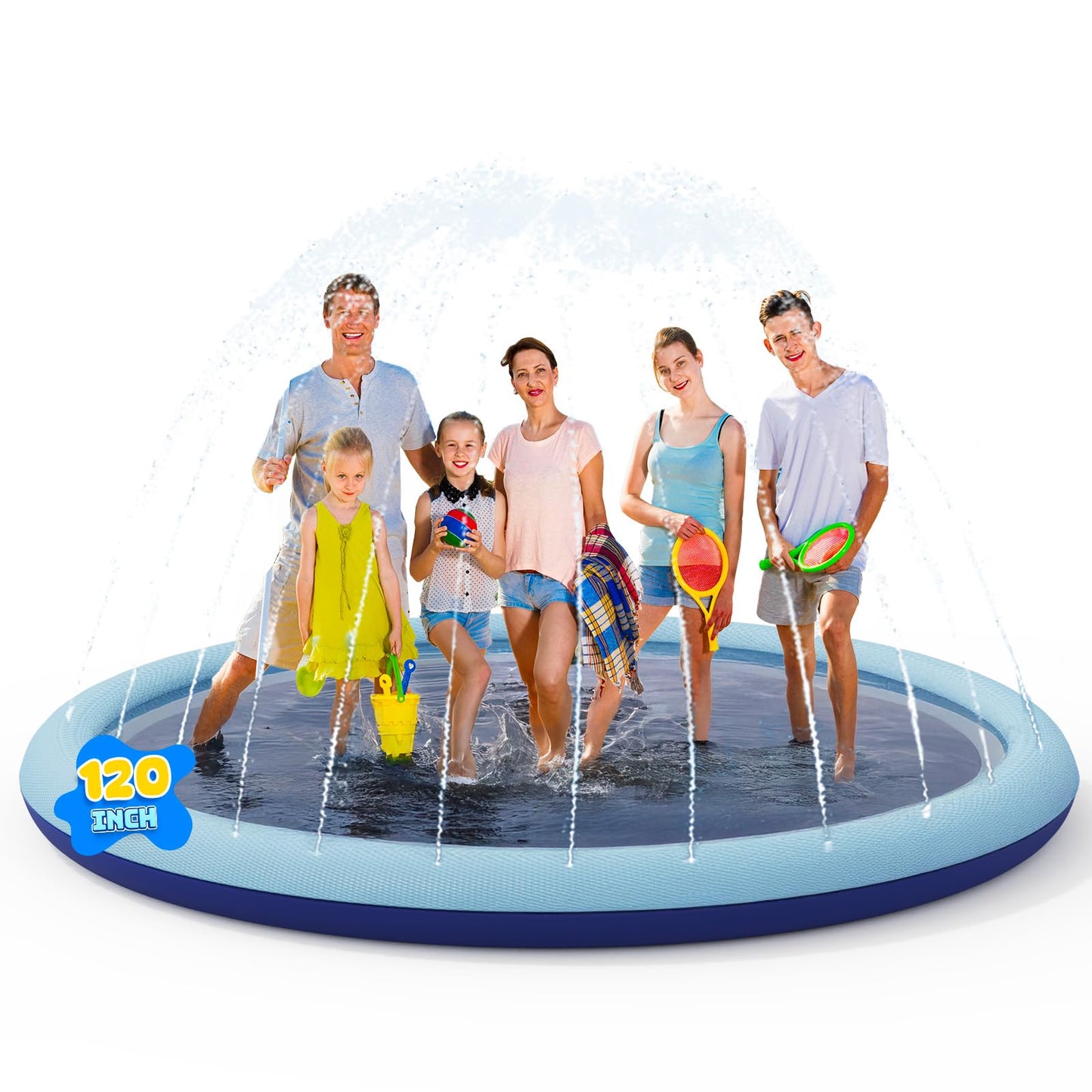 COMMOUDS 10ft Splash Pad – Extra-Large Non-Slip Water Play Mat for Kids & Pets