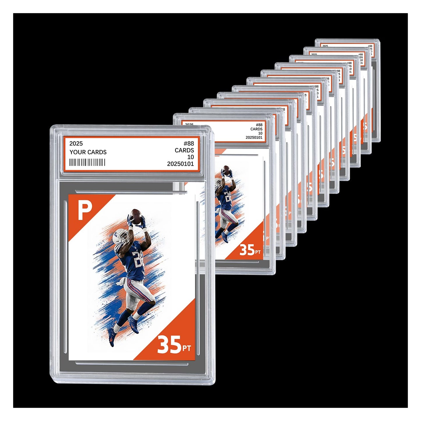 Comnge 12ct Graded Card Slab Case — UV-Resistant Acrylic, Label Slot, Standard Card Size