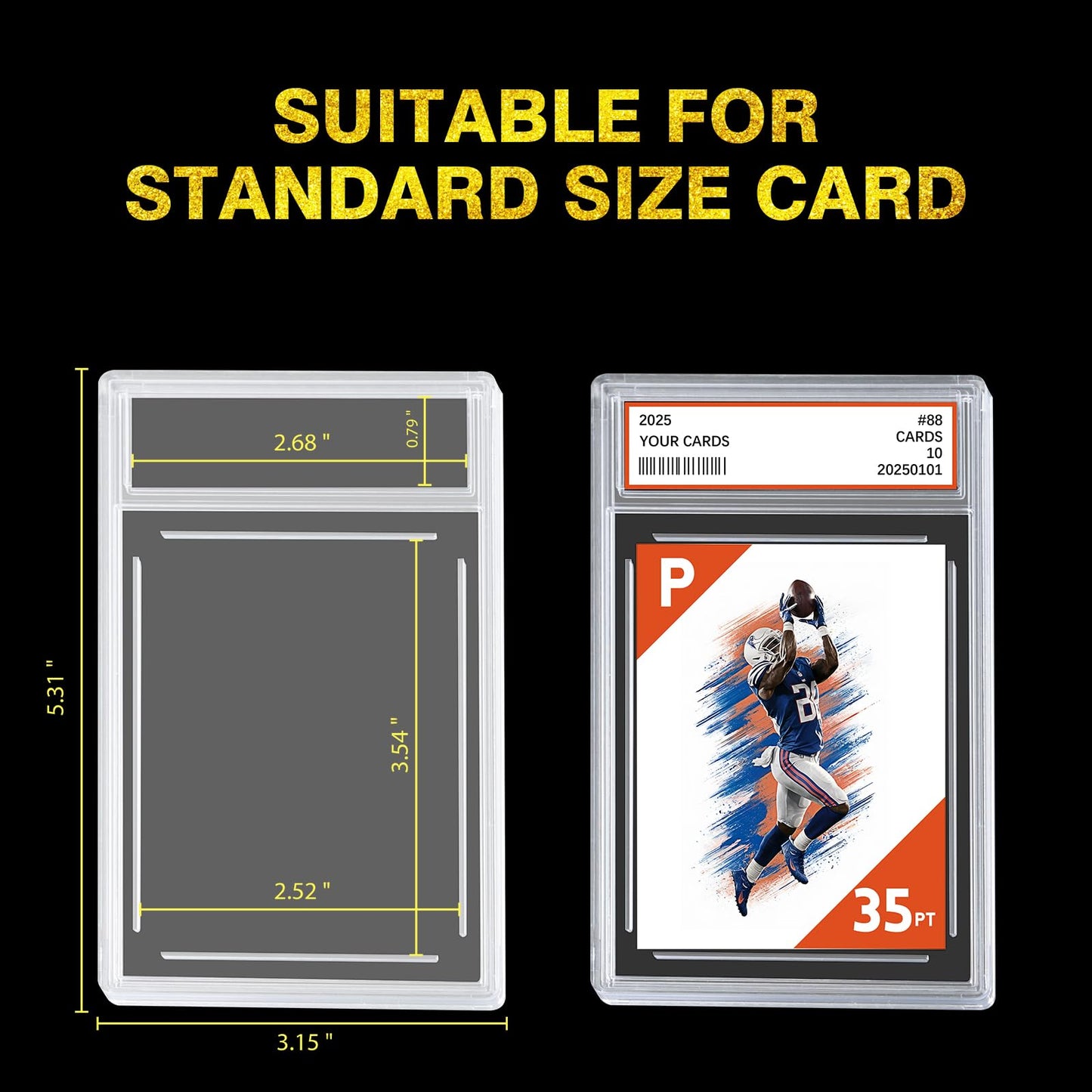 Comnge 12ct Graded Card Slab Case — UV-Resistant Acrylic, Label Slot, Standard Card Size