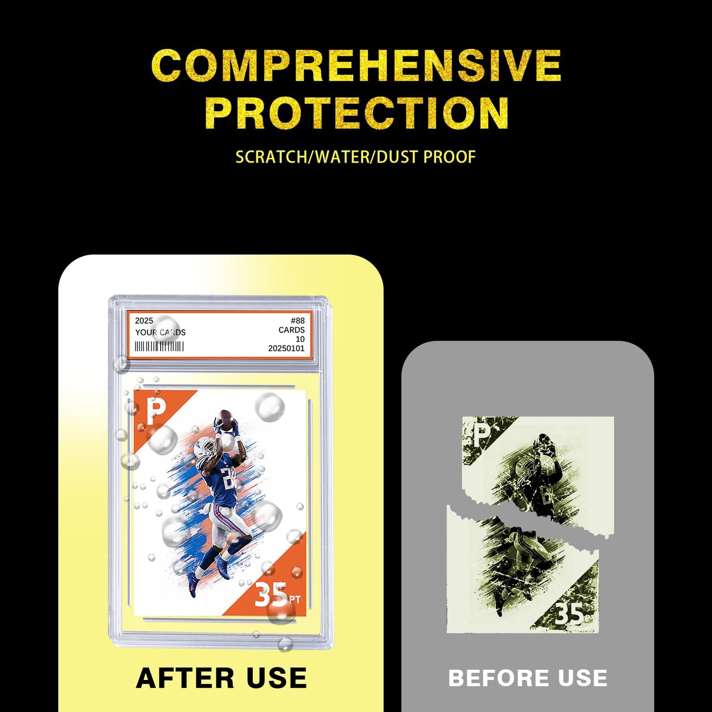 Comnge 12ct Graded Card Slab Case — UV-Resistant Acrylic, Label Slot, Standard Card Size