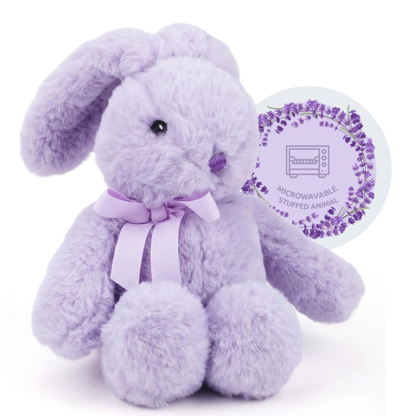 Comnonage Microwaveable Lavender Bunny Plush – Heated Weighted Plush Toy for Adults (7 Inch, Purple)