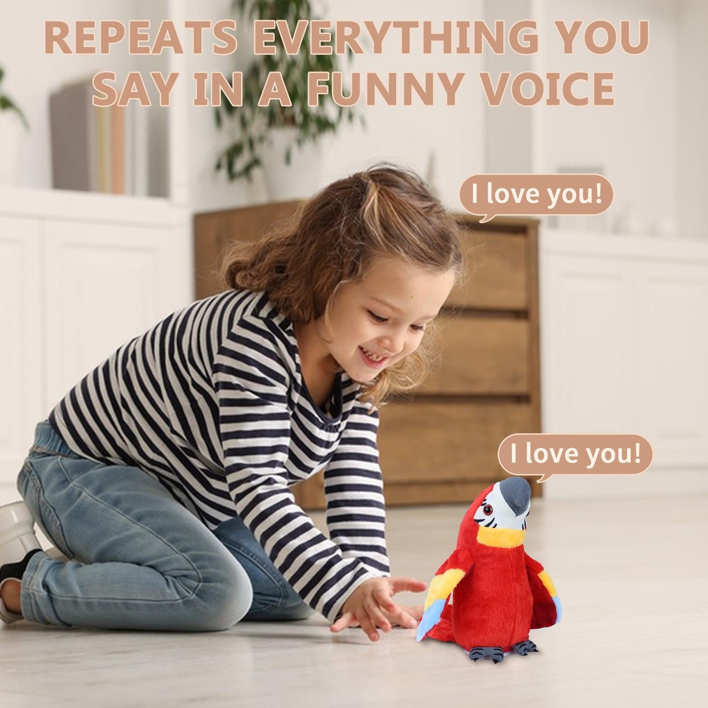 Comnonage Talking Parrot Toy – Repeats Your Words with Flapping Wings