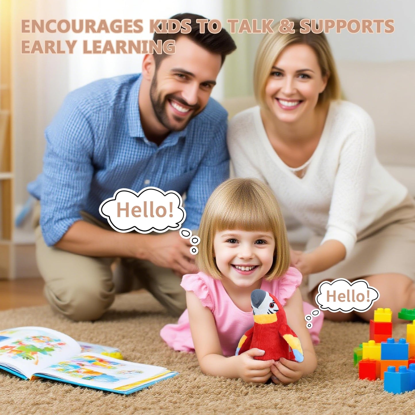 Comnonage Talking Parrot Toy – Repeats Your Words with Flapping Wings