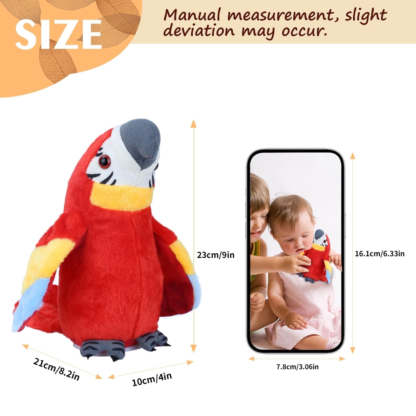 Comnonage Talking Parrot Toy – Repeats Your Words with Flapping Wings