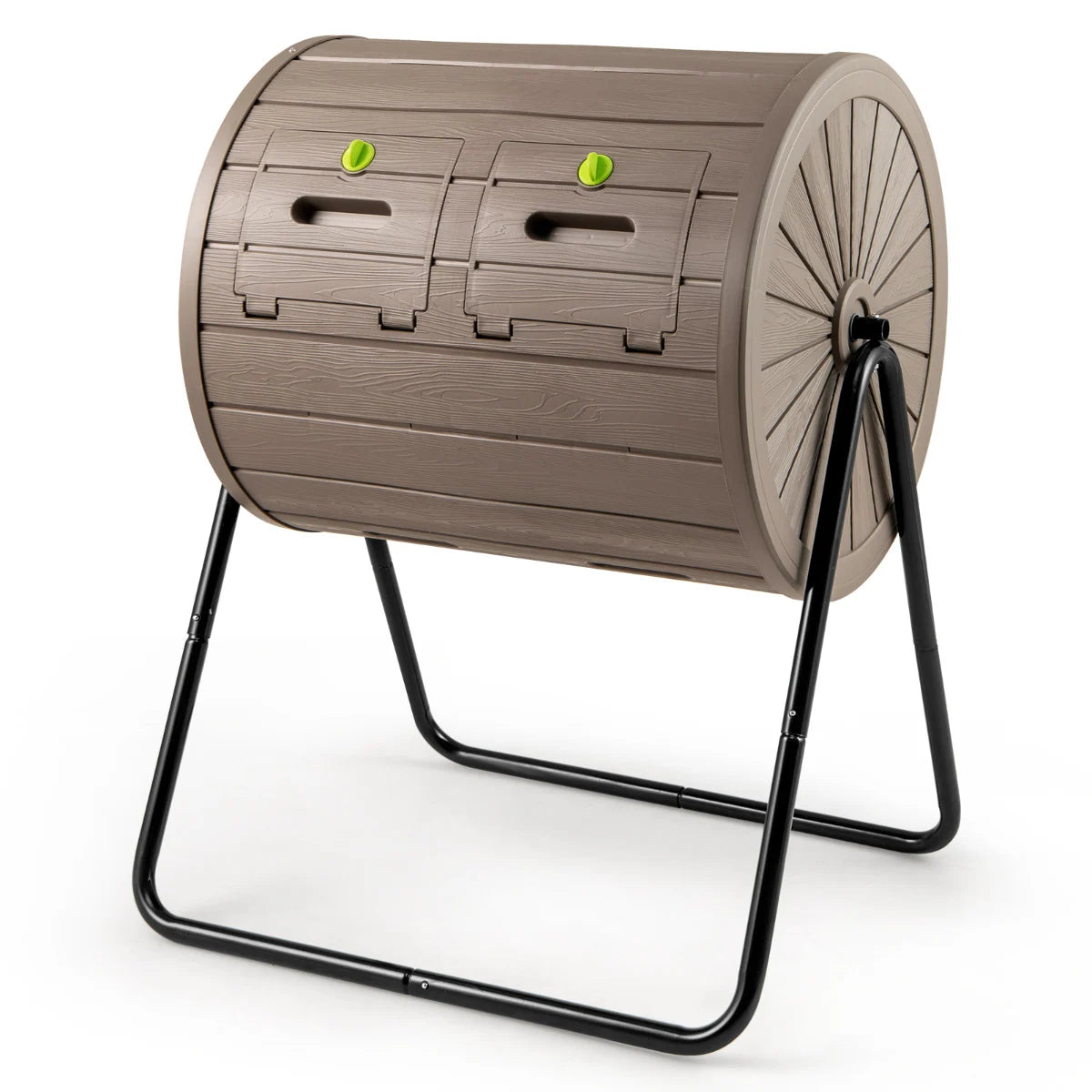 142  Large Outdoor Compost Tumbler with Dual Chambers-Black
