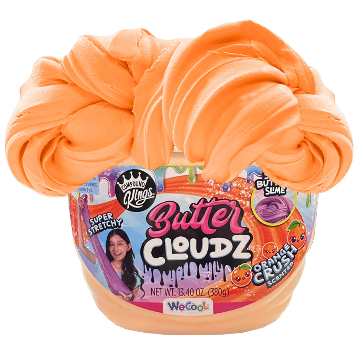 Compound Kings Fluffy Butter Cloudz Slime Bucket – Large Orange Crush Scented Sensory Toy