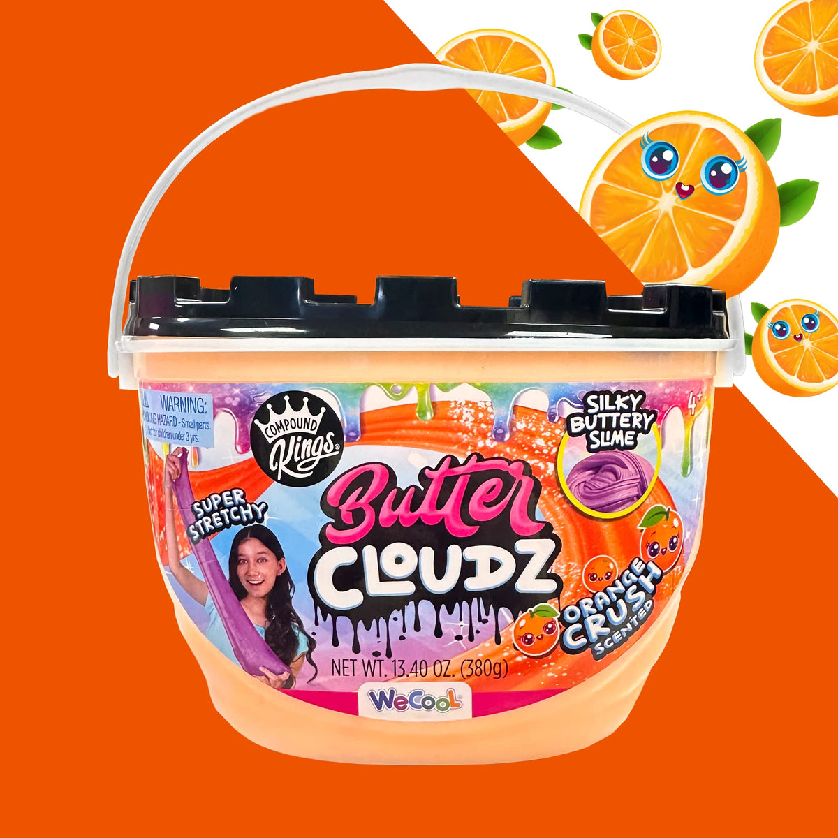 Compound Kings Fluffy Butter Cloudz Slime Bucket – Large Orange Crush Scented Sensory Toy