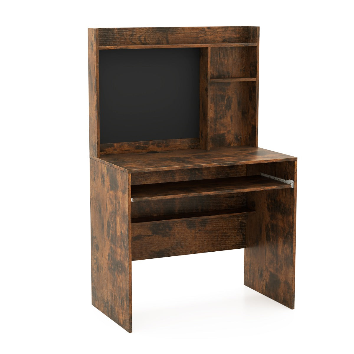 Computer Desk with Magnetic Bulletin Board and Keyboard Tray-Grey