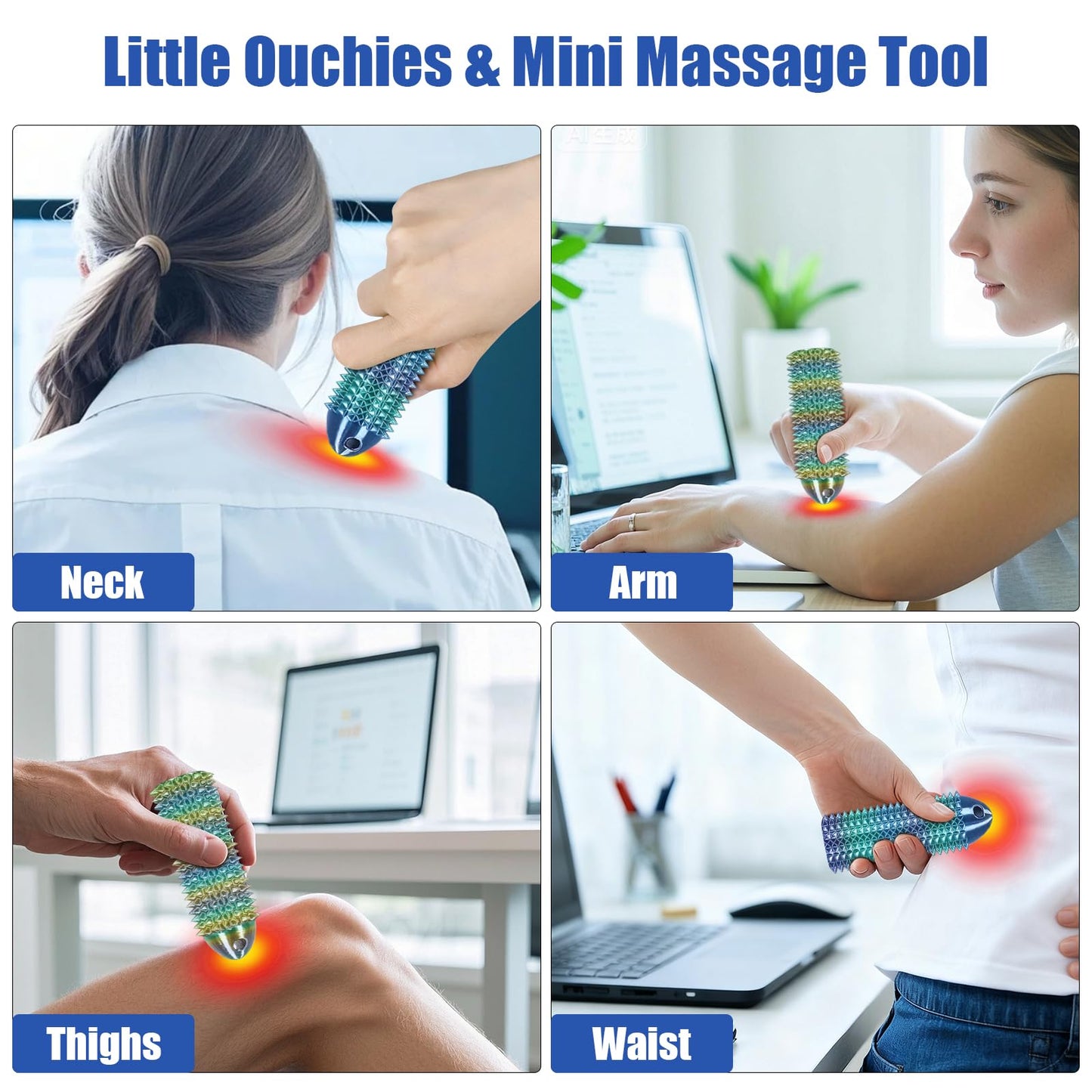Little Ouchies Pain Fidget Keychain — Portable 3D Printed Stim Tool (Blue Green + Rose Blue, 2pcs) | comwish