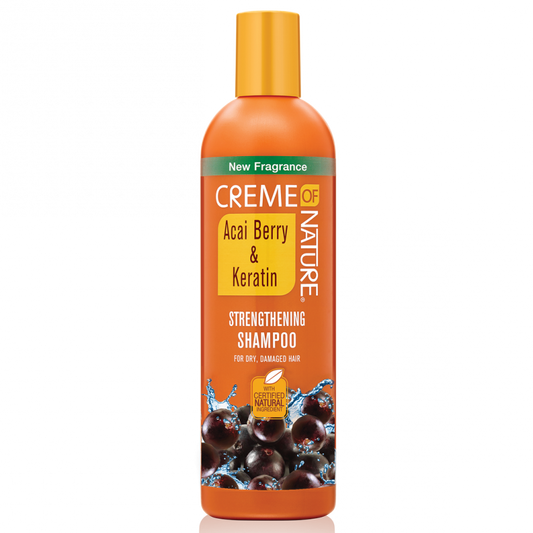 Creme Of Nature Acai Berry & Keratin Strengthening Shampoo 12 oz / 355 ml - For Damaged & Dry Hair Repair
