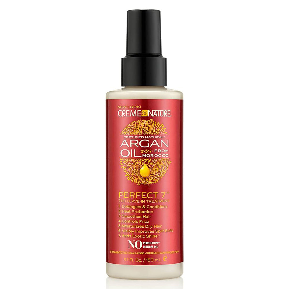 Creme of Nature Argan Oil Perfect 7 Leave-In Treatment 5 oz / 151 ml - For All Hair Types & Exotic Shine