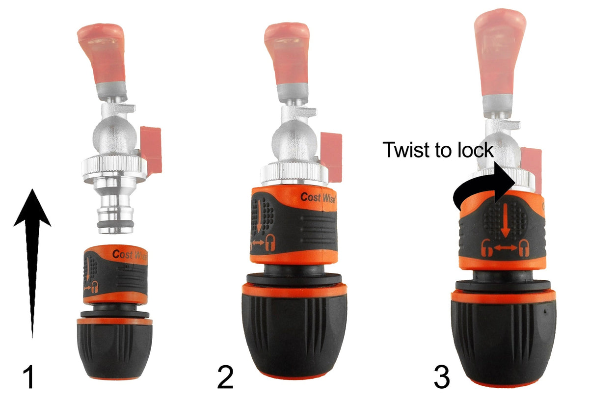 Cost Wise Click and Lock Hose Connector 1/2"-3/4" Hose