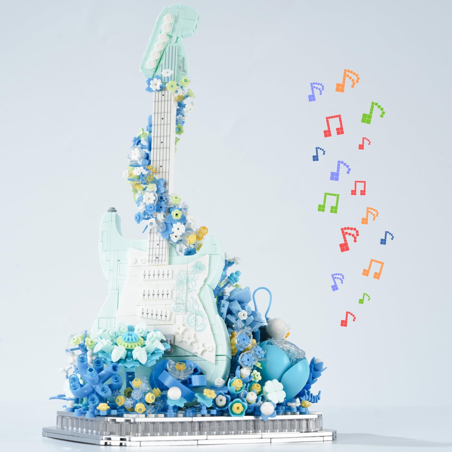 ConLinktion Flower Bouquet Guitar Building Blocks Set – 1125 Pcs LED Bass Kit