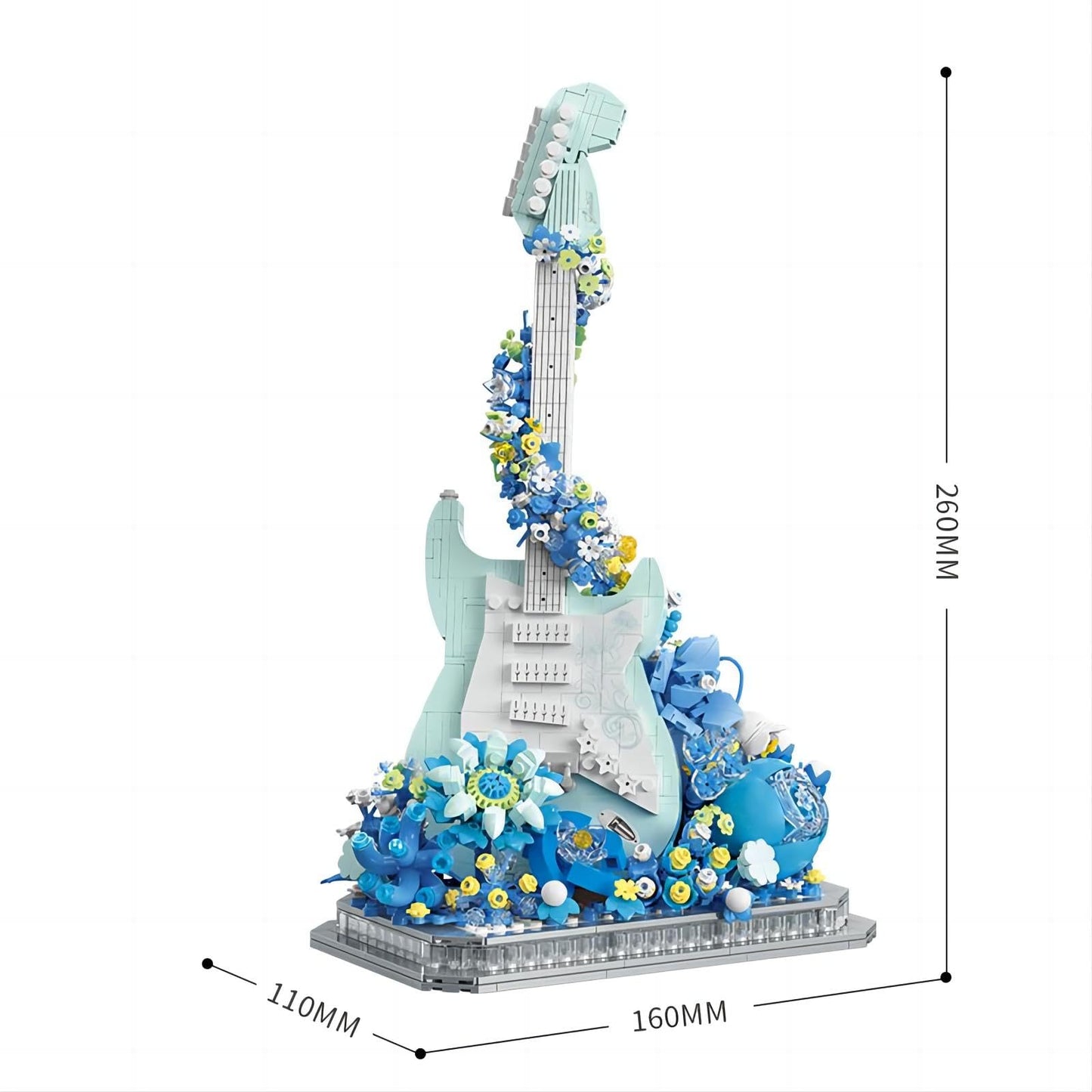 ConLinktion Flower Bouquet Guitar Building Blocks Set – 1125 Pcs LED Bass Kit
