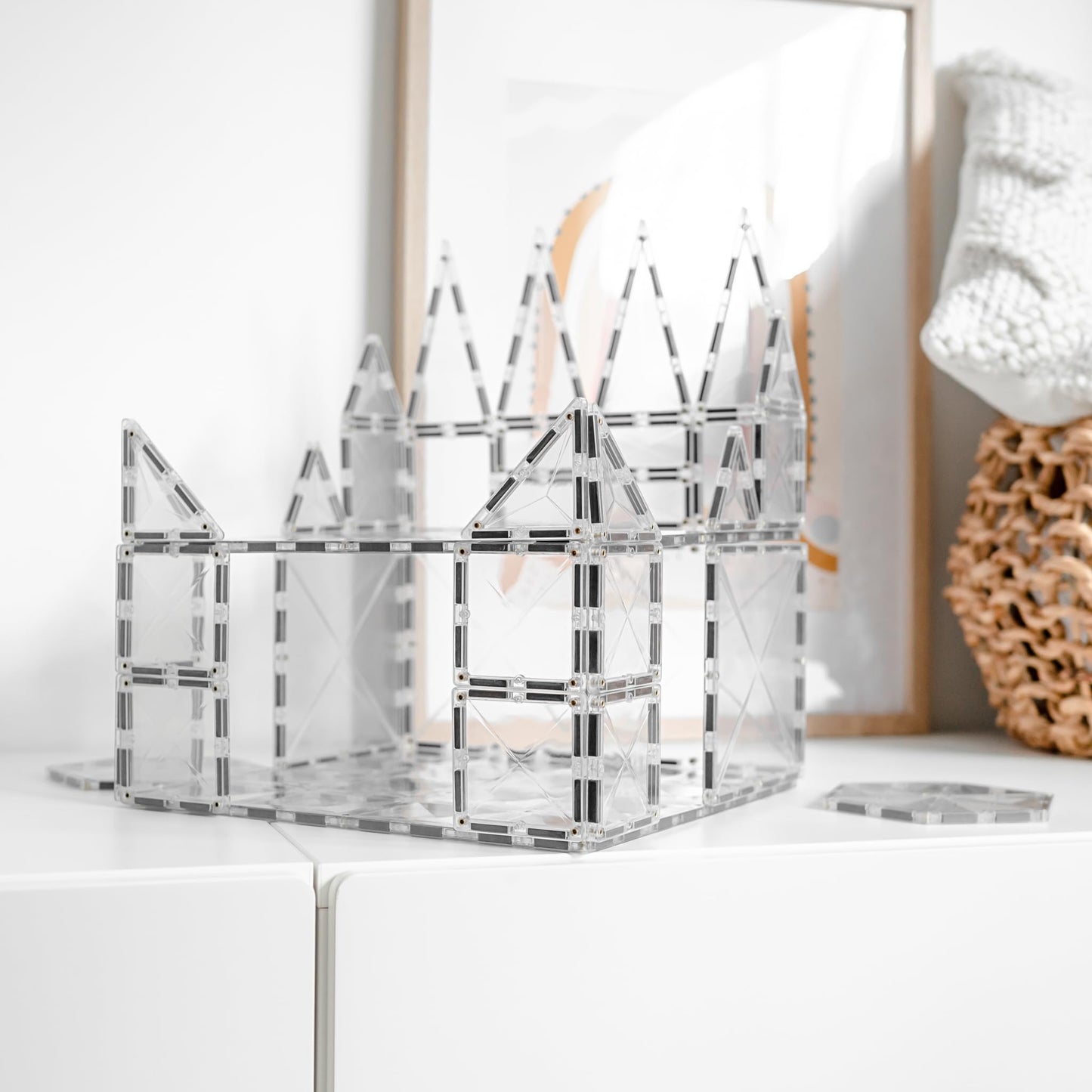 Connetix Magnetic Tiles Clear Base Plate Pack – 2 Pieces | Large 30cm x 30cm Base Plates for Open-Ended Magnetic Play