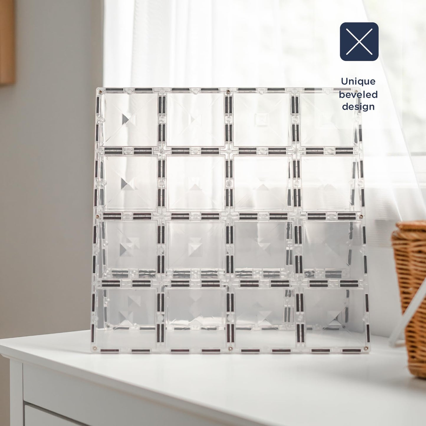 Connetix Magnetic Tiles Clear Base Plate Pack – 2 Pieces | Large 30cm x 30cm Base Plates for Open-Ended Magnetic Play