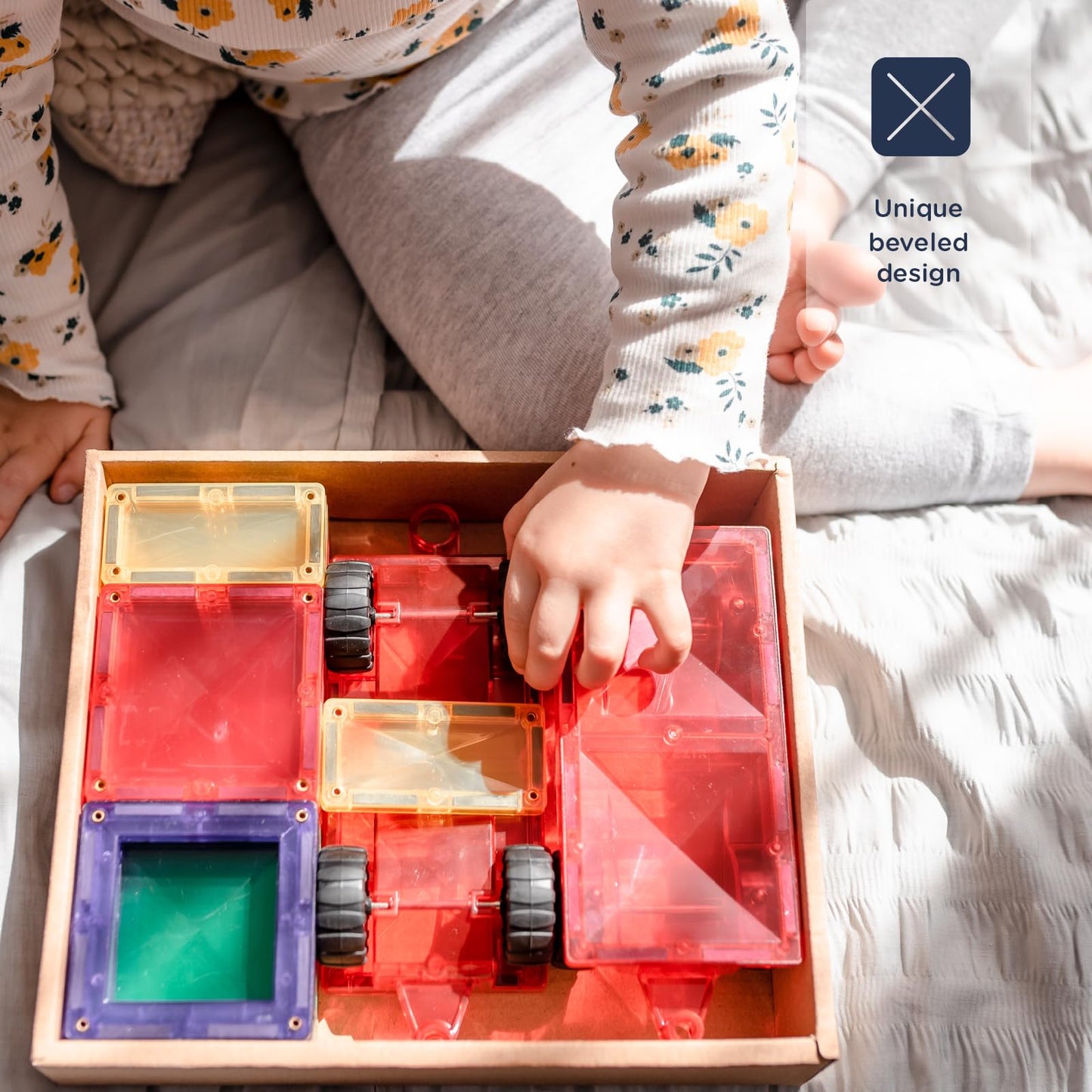 Connetix Rainbow Motion Pack – 24-Piece Magnetic Tiles for Vehicle Play
