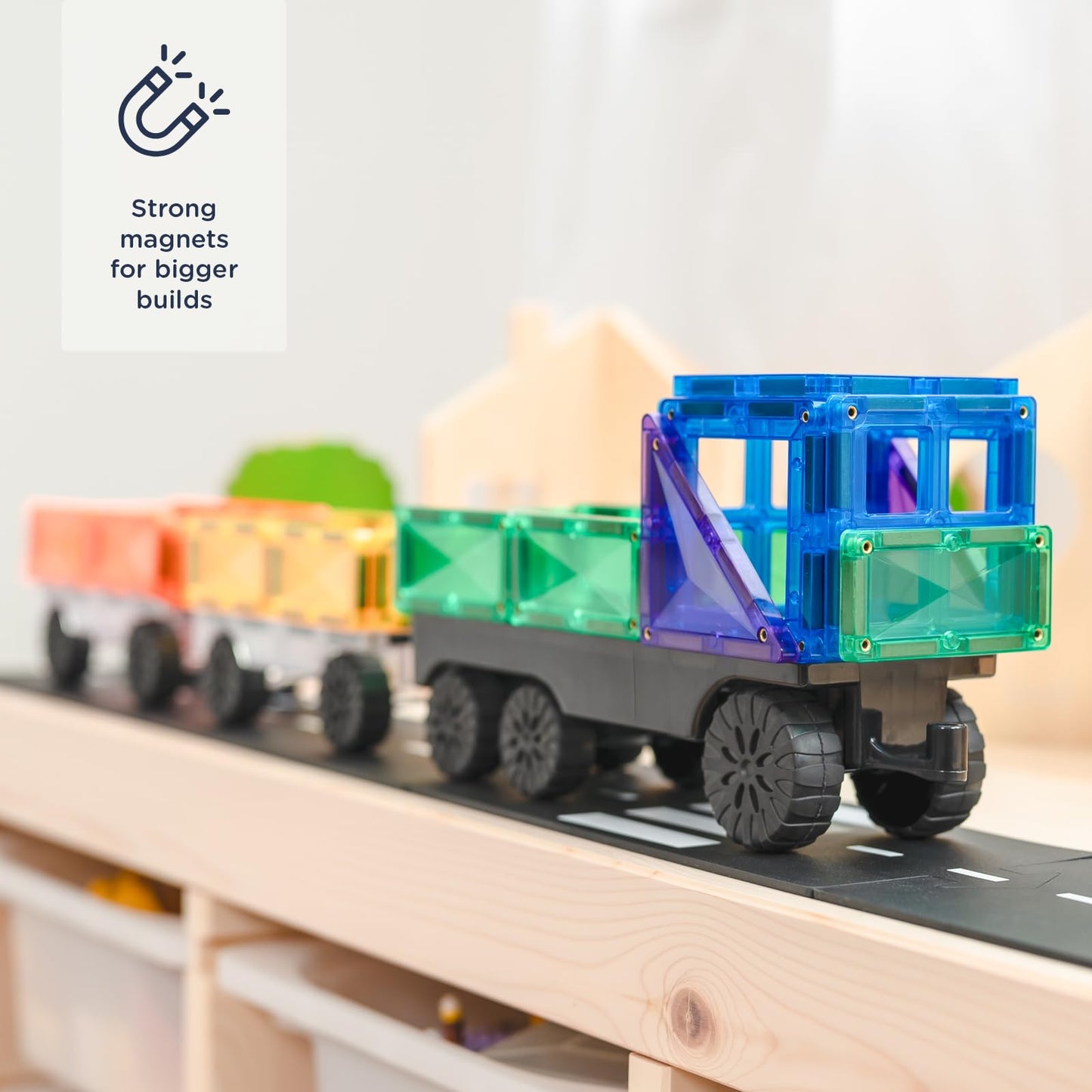 Connetix Rainbow Transport Pack – 50 Magnetic Tiles for Open-Ended Vehicle Building