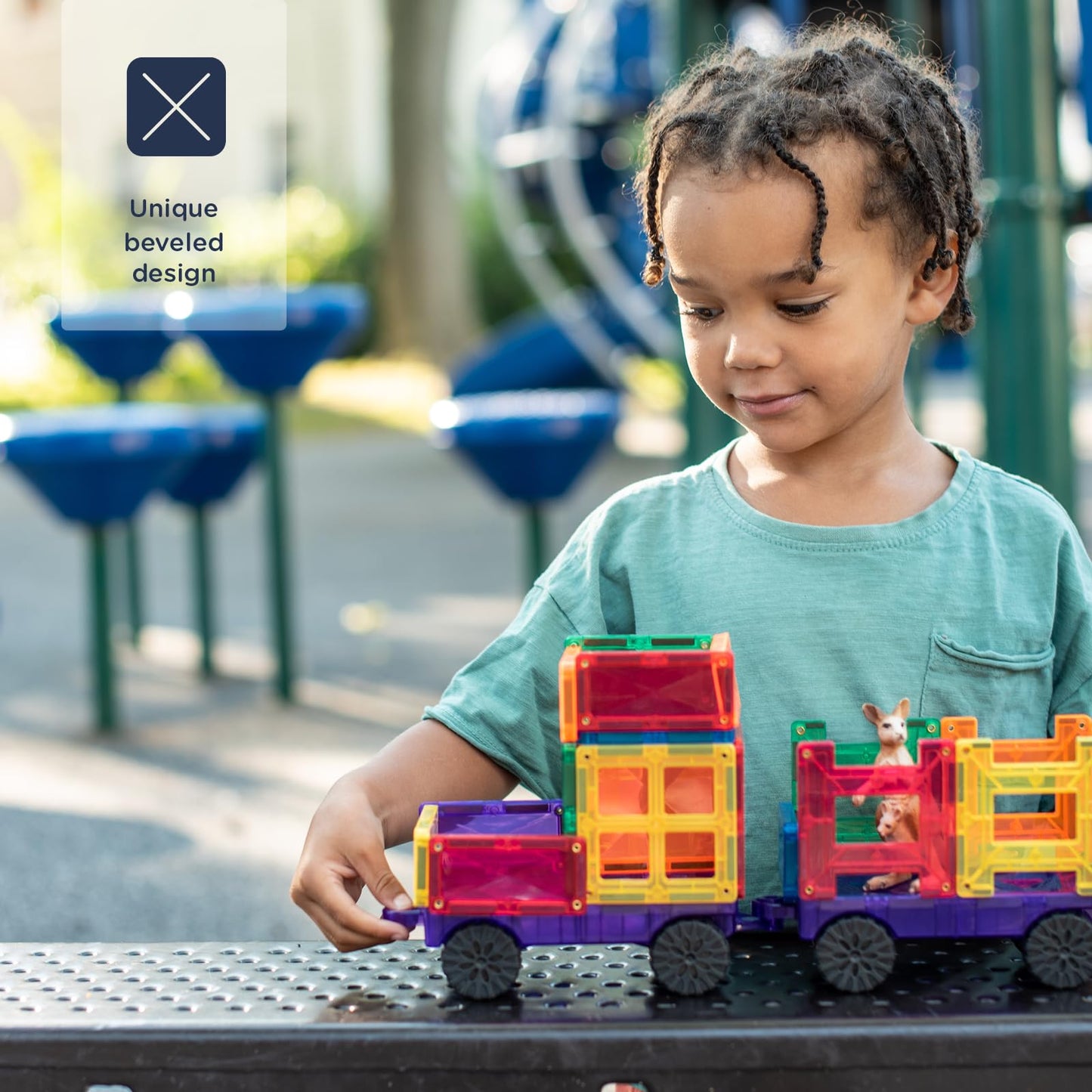 Connetix Rainbow Transport Pack – 50 Magnetic Tiles for Open-Ended Vehicle Building