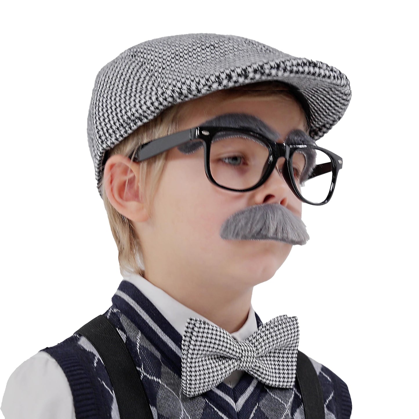 CONNICS Kids 100 Days of School Costume Kit — Grandpa Vest, Cane, Glasses