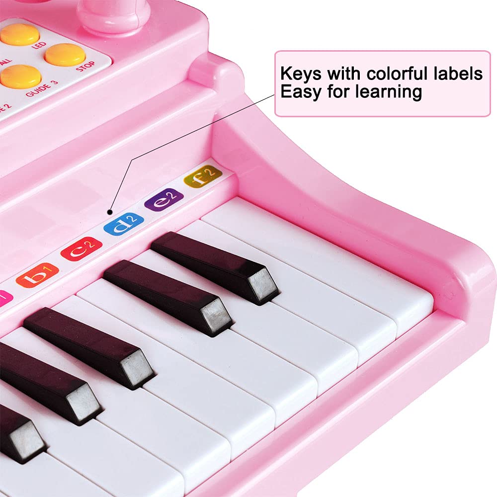 Conomus 31 Keys Piano Keyboard Toy for Kids — Pink Musical Toy with Microphone & Stool
