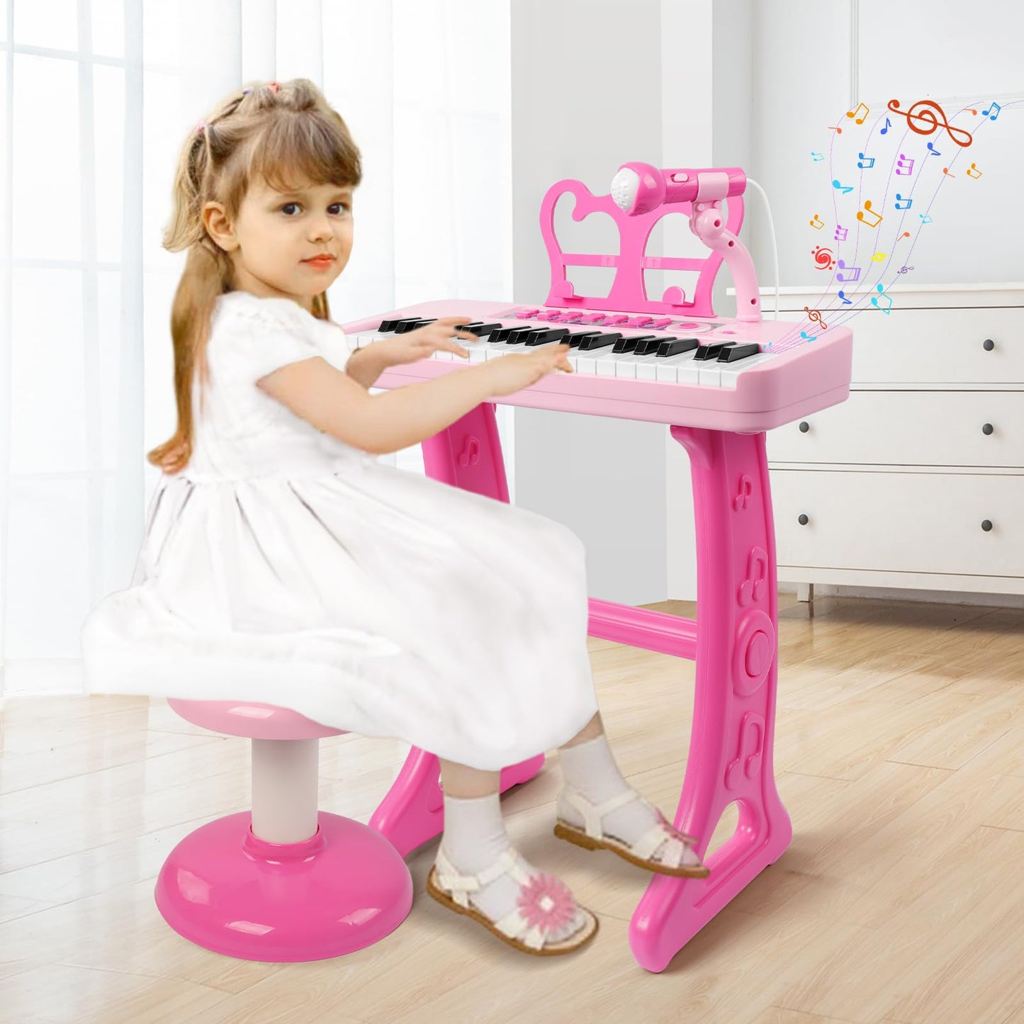Conomus Kids Piano Keyboard Toy – Pink Musical Learning Toy for Toddlers