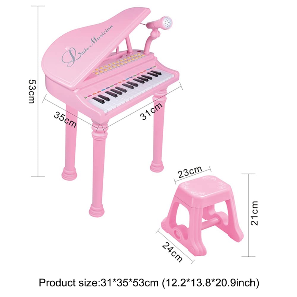 Conomus 31 Keys Piano Keyboard Toy for Kids — Pink Musical Toy with Microphone & Stool