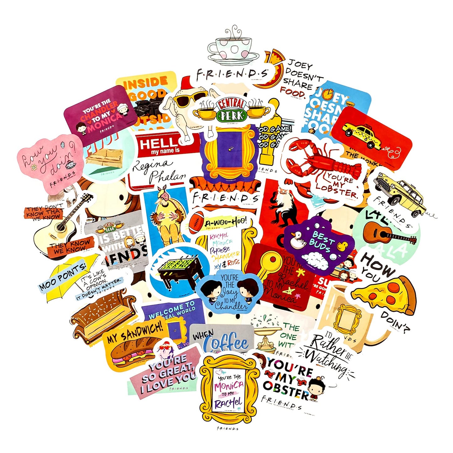 CON*QUEST Friends Sticker Pack – 60 Unique, Officially Licensed Vinyl Stickers