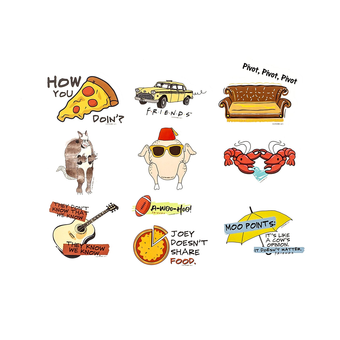 CON*QUEST Friends Sticker Pack – 60 Unique, Officially Licensed Vinyl Stickers