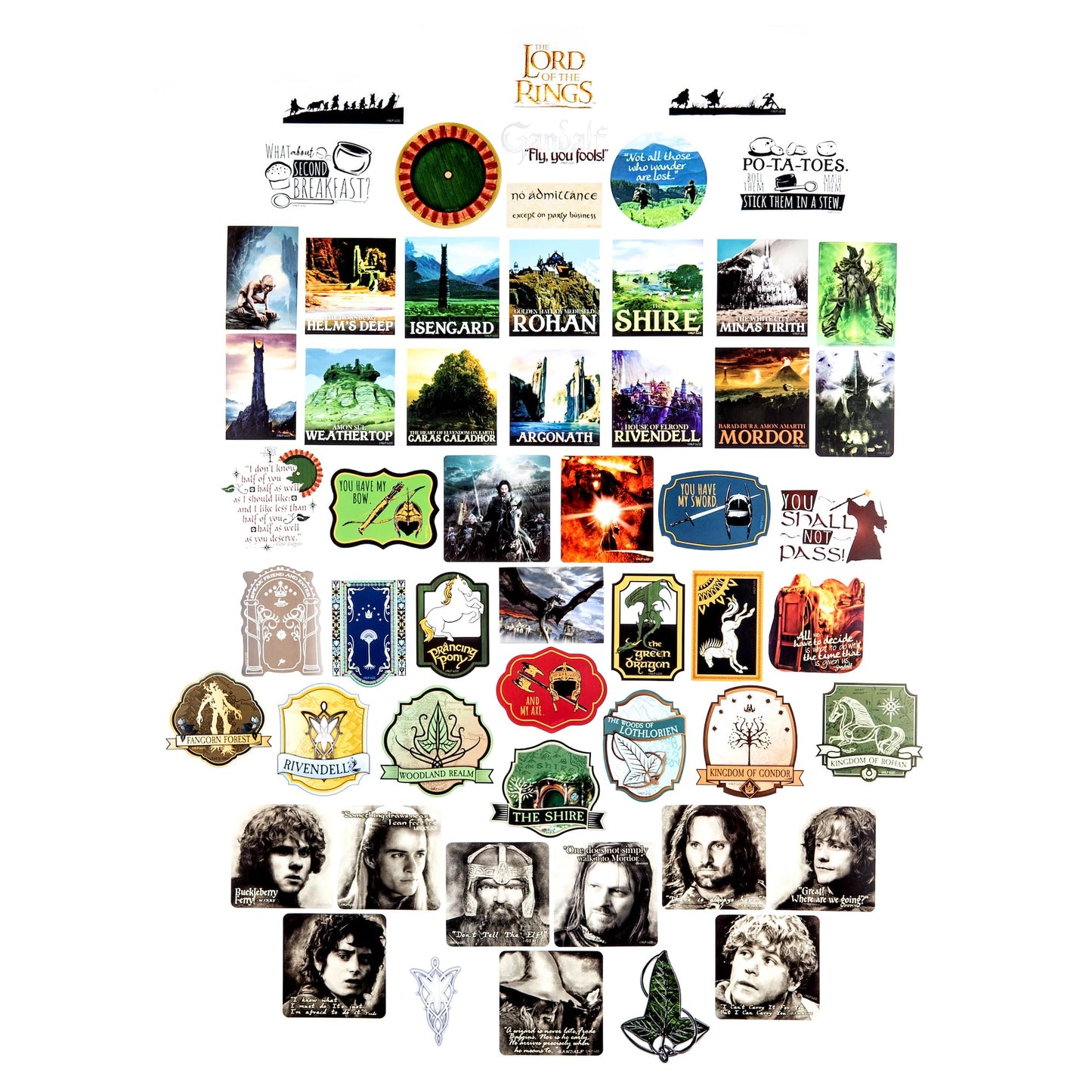 CON*QUEST LotR Vinyl Stickers Pack – 60 Unique Decals, 5 Holograms