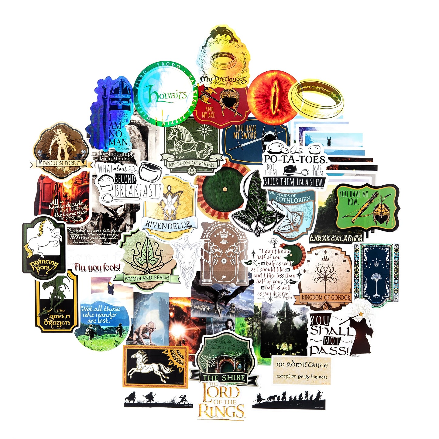 CON*QUEST LotR Vinyl Stickers Pack – 60 Unique Decals, 5 Holograms