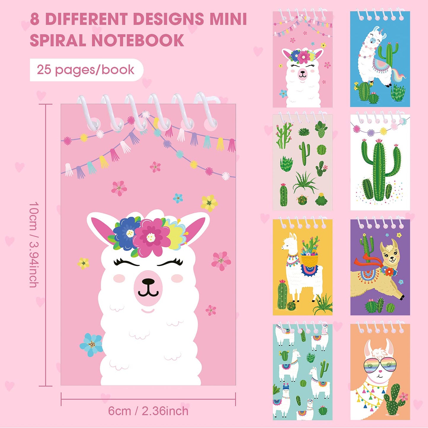 Containlol 24 Pcs Llama Mini Notebooks – Party Favors & Cactus Design, Pocket-Sized 2.36 x 3.94 in
