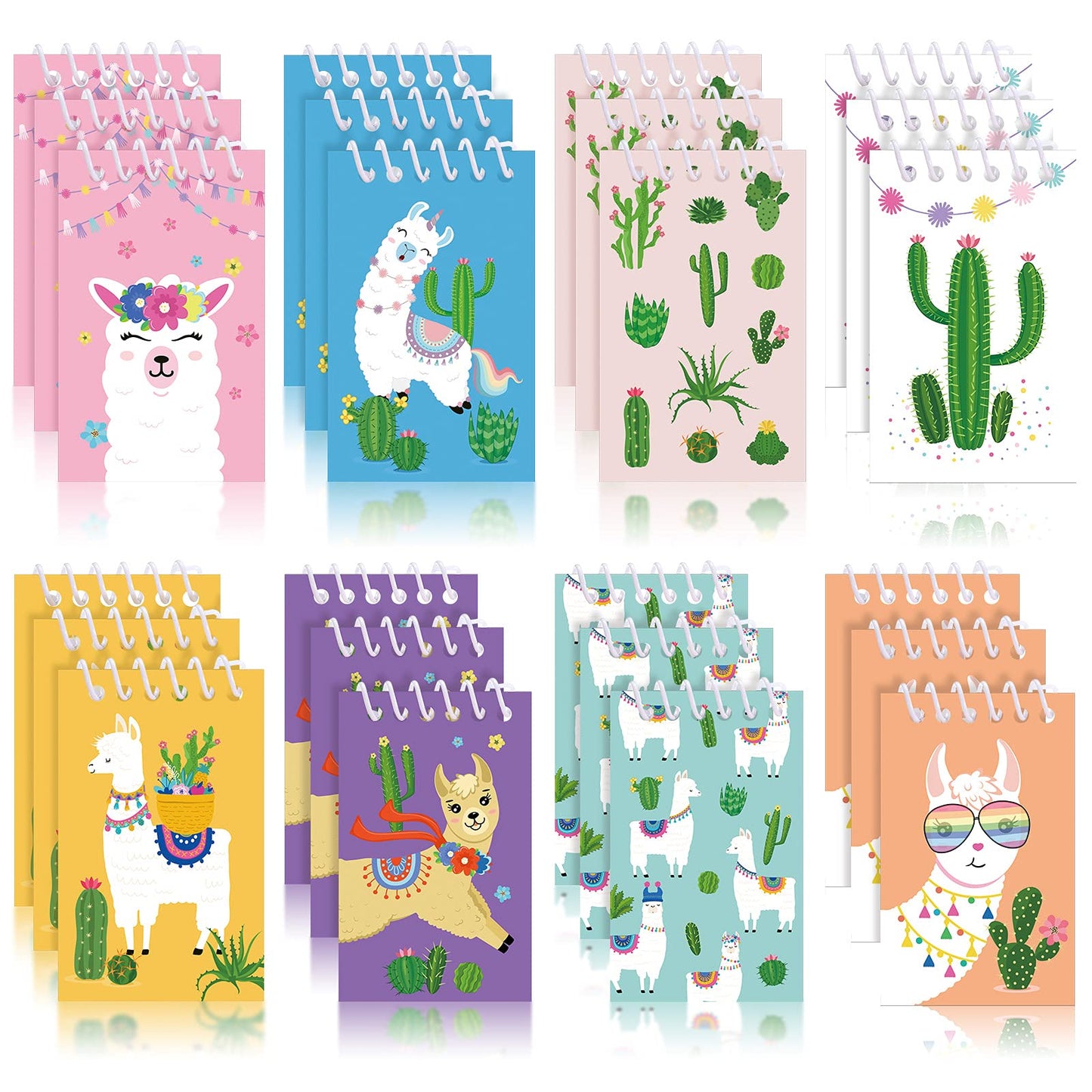 Containlol 24 Pcs Llama Mini Notebooks – Party Favors & Cactus Design, Pocket-Sized 2.36 x 3.94 in