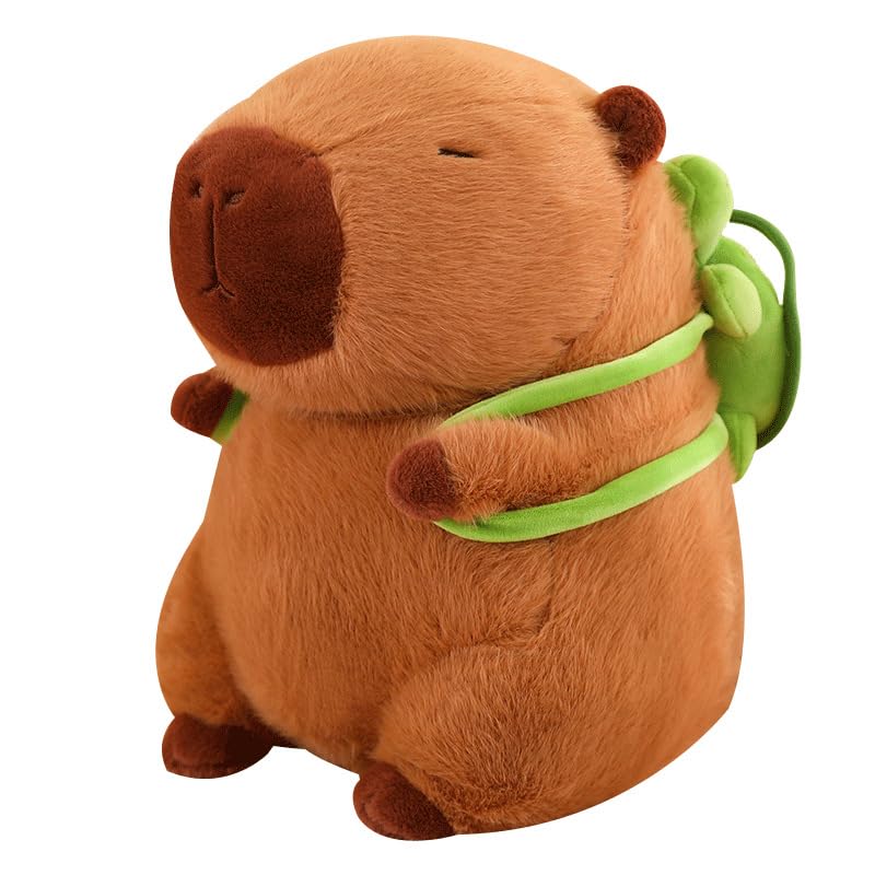 CONTEYEH Capybara Plush Toy with Turtle Backpack – 9-Inch Soft Stuffed Animal Pillow
