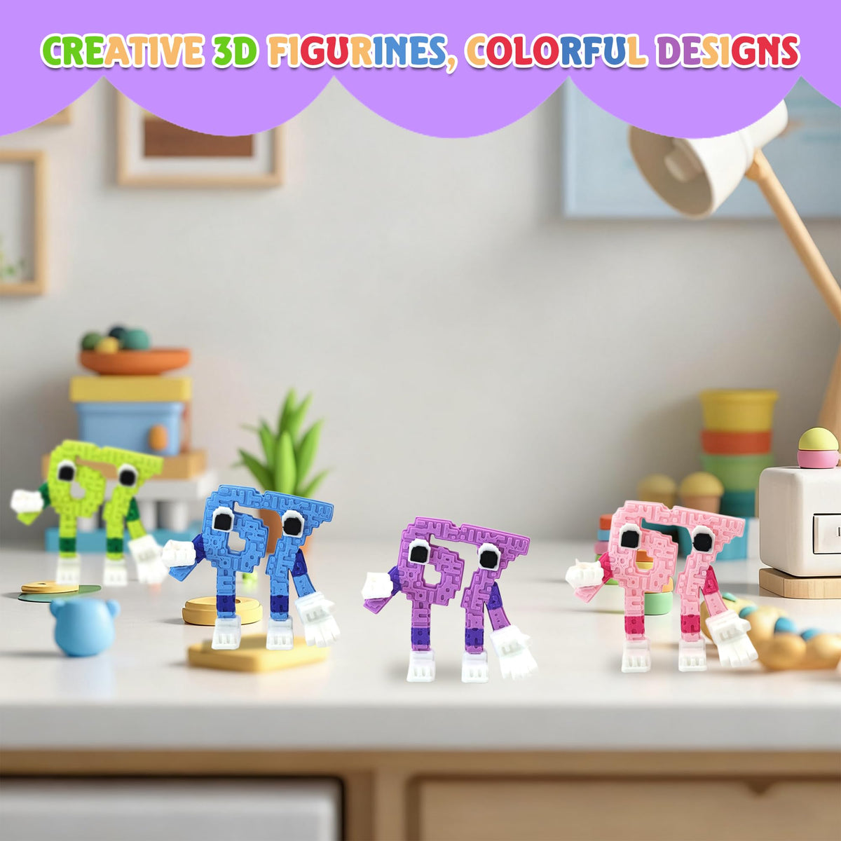 Conteyeh 4Pcs Steal a Brainrot 67 Meme Collectible Figures – Colorful Desk Decor