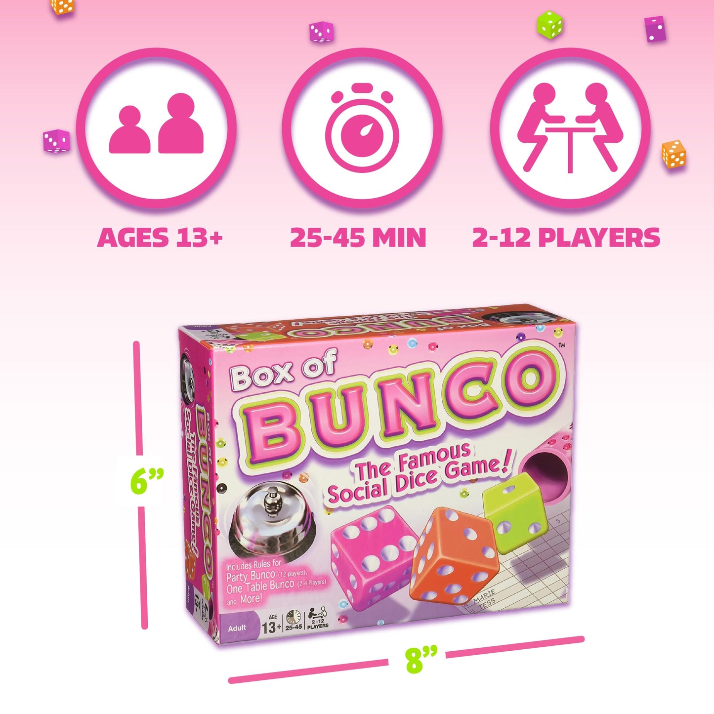 Continuum Games Box of Bunco – Ladies Night Party Box for 2–12 Players