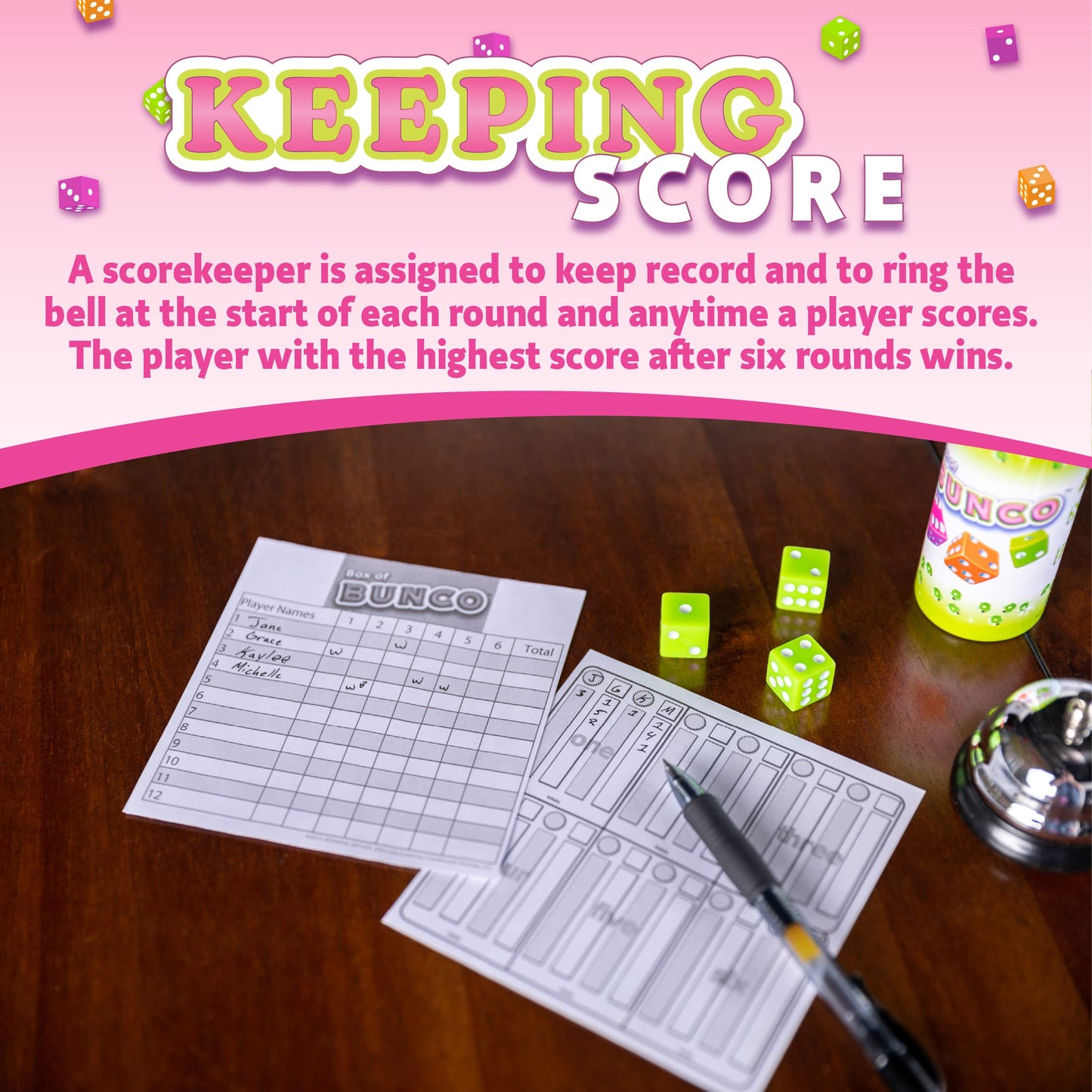 Continuum Games Box of Bunco – Ladies Night Party Box for 2–12 Players