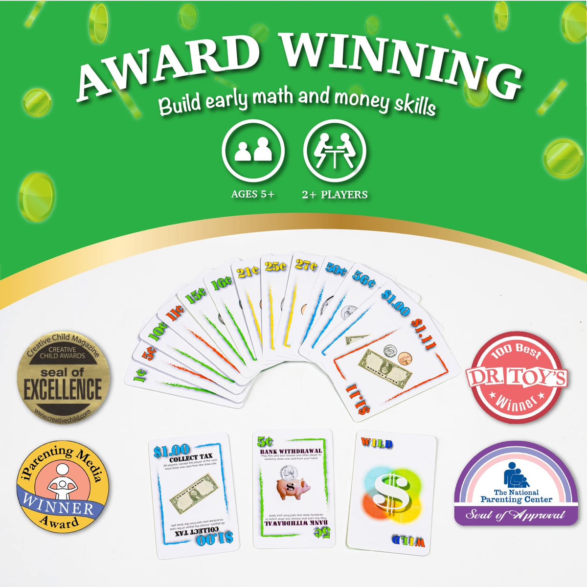 Continuum Games Exact Change Card Game – Educational Money Counting for Kids