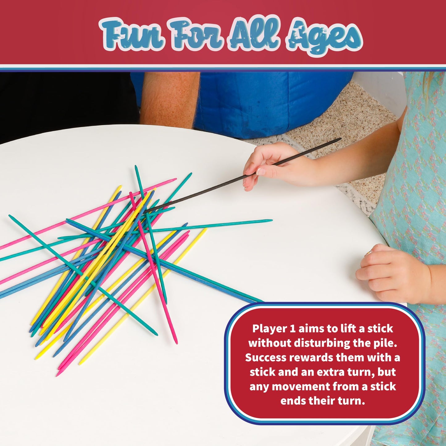 Way Back Toys Pick Up Sticks — 30 Colorful Wooden Sticks in Portable Tube | Continuum Games